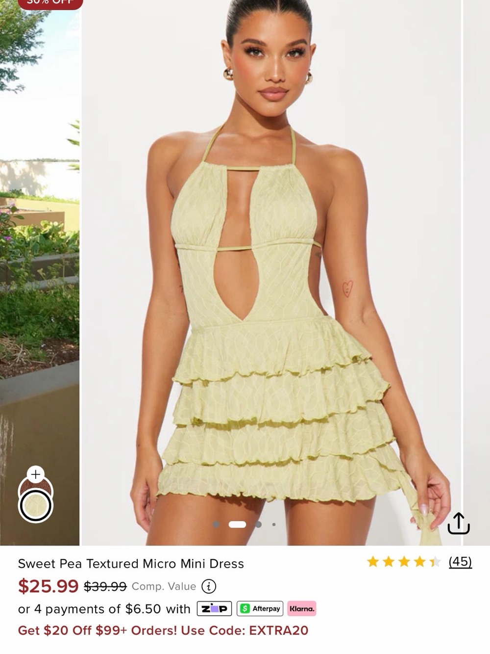 Fashion Nova Lime Green Ruffled Tiered Backless Mini Dress - Picture 2 of 7